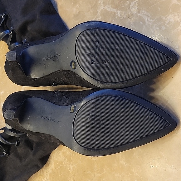 BCBGeneration Black Suede Corseted OTK Boots, Sz 8 - Picture 13 of 16